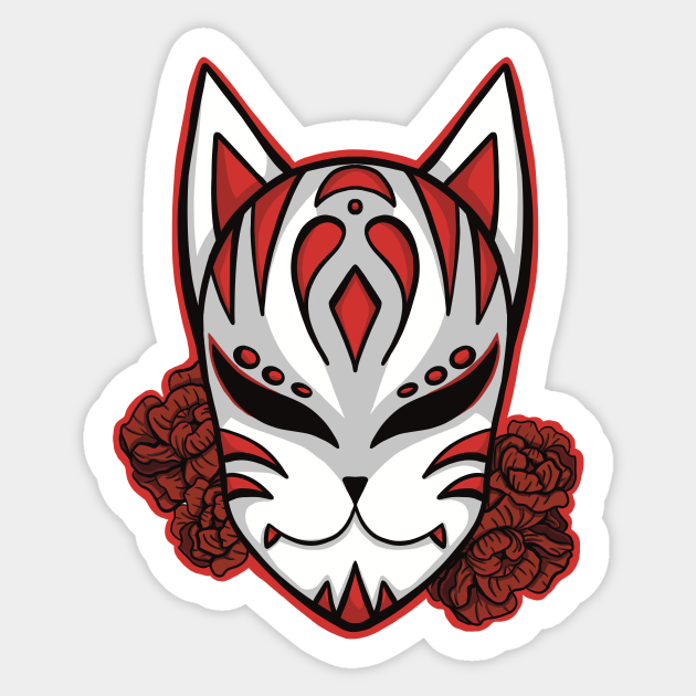 Kitsune Mask Kitsune Mask Sticker TeePublic
